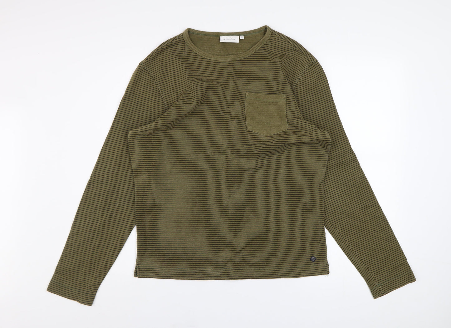Casual Friday Men's Green Striped Pullover Sweatshirt Size M