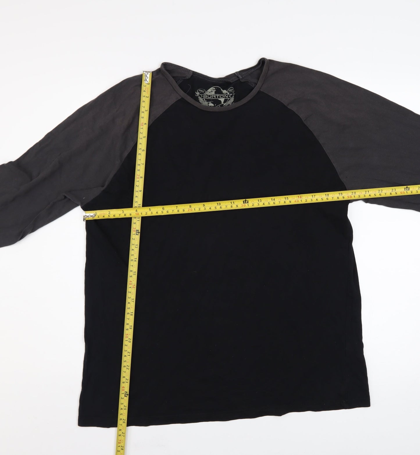 Burton Men's Black Long Sleeve Colourblock Cotton Top L