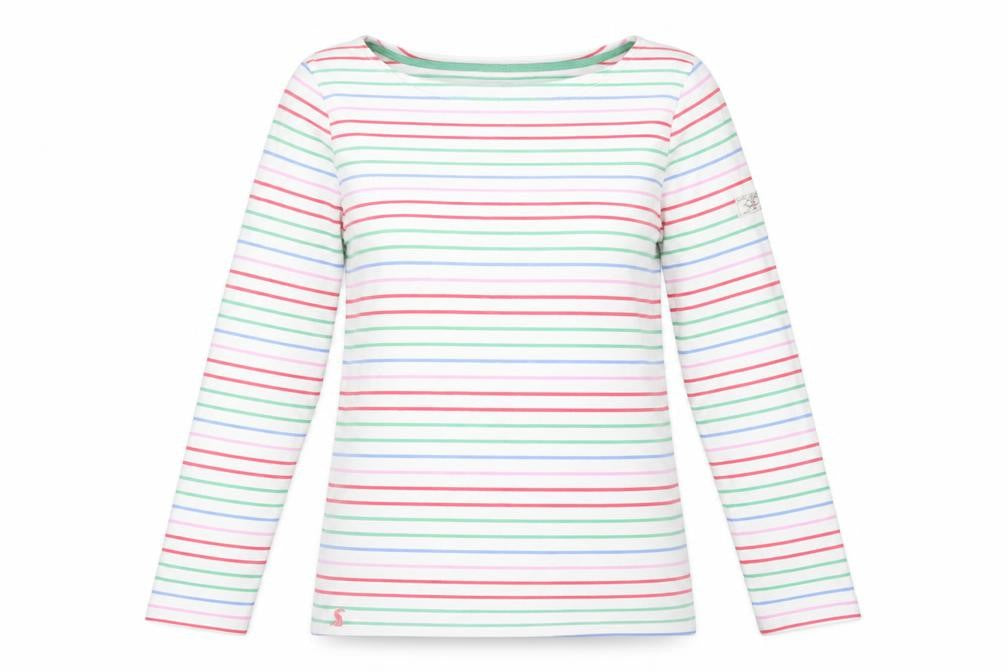 Joules Women's Multicoloured Striped Cotton Long Sleeve T-Shirt UK 10