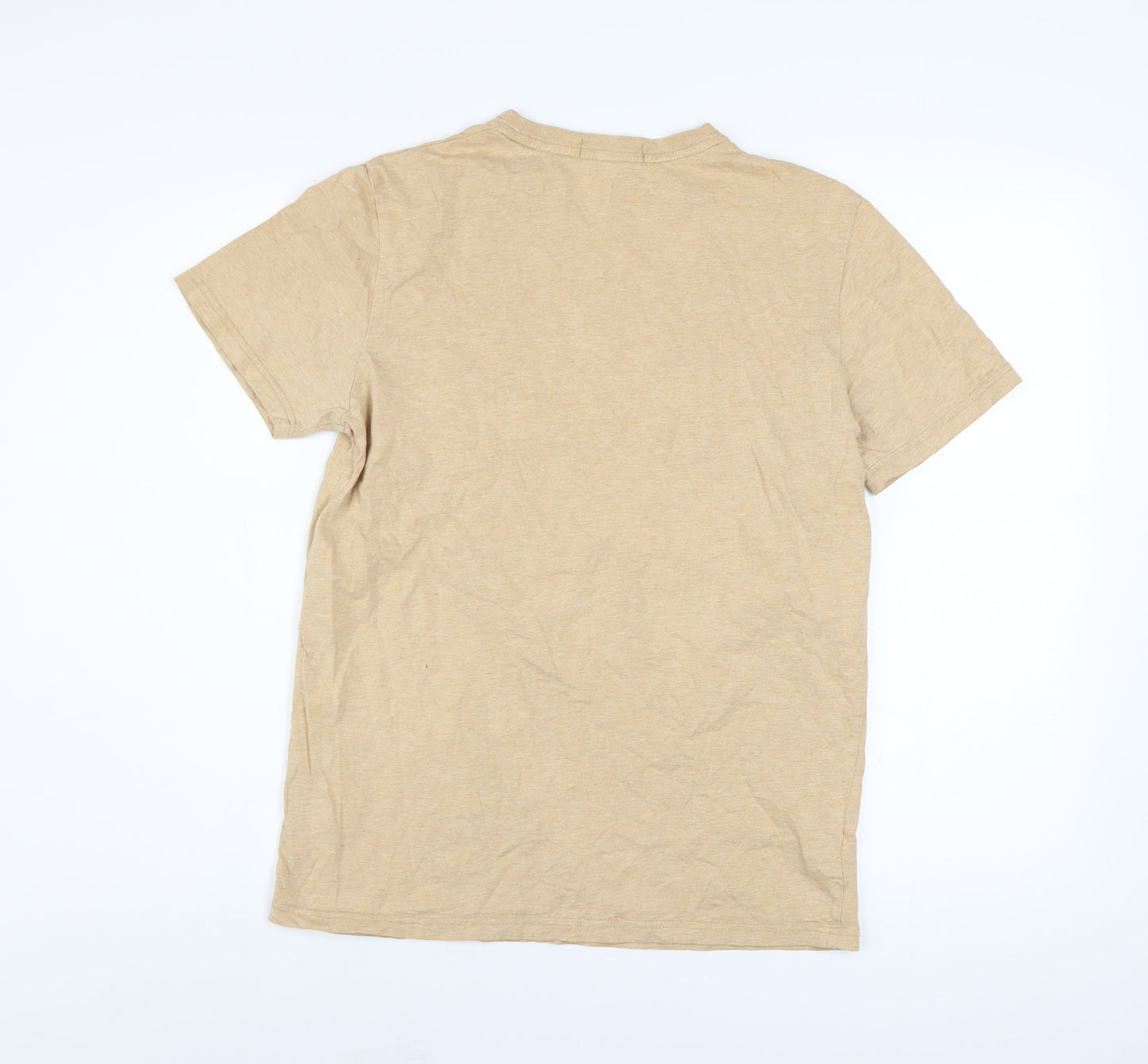 Fred Perry Men's Beige Crew Neck Cotton T-Shirt Size S
