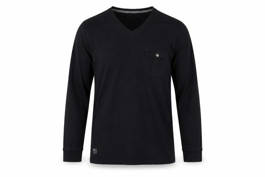 Dissident Men's Black Cotton Long Sleeve V-Neck Casual Shirt Size L