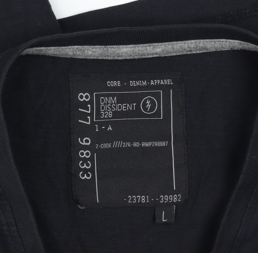Dissident Men's Black Cotton Long Sleeve V-Neck Casual Shirt Size L