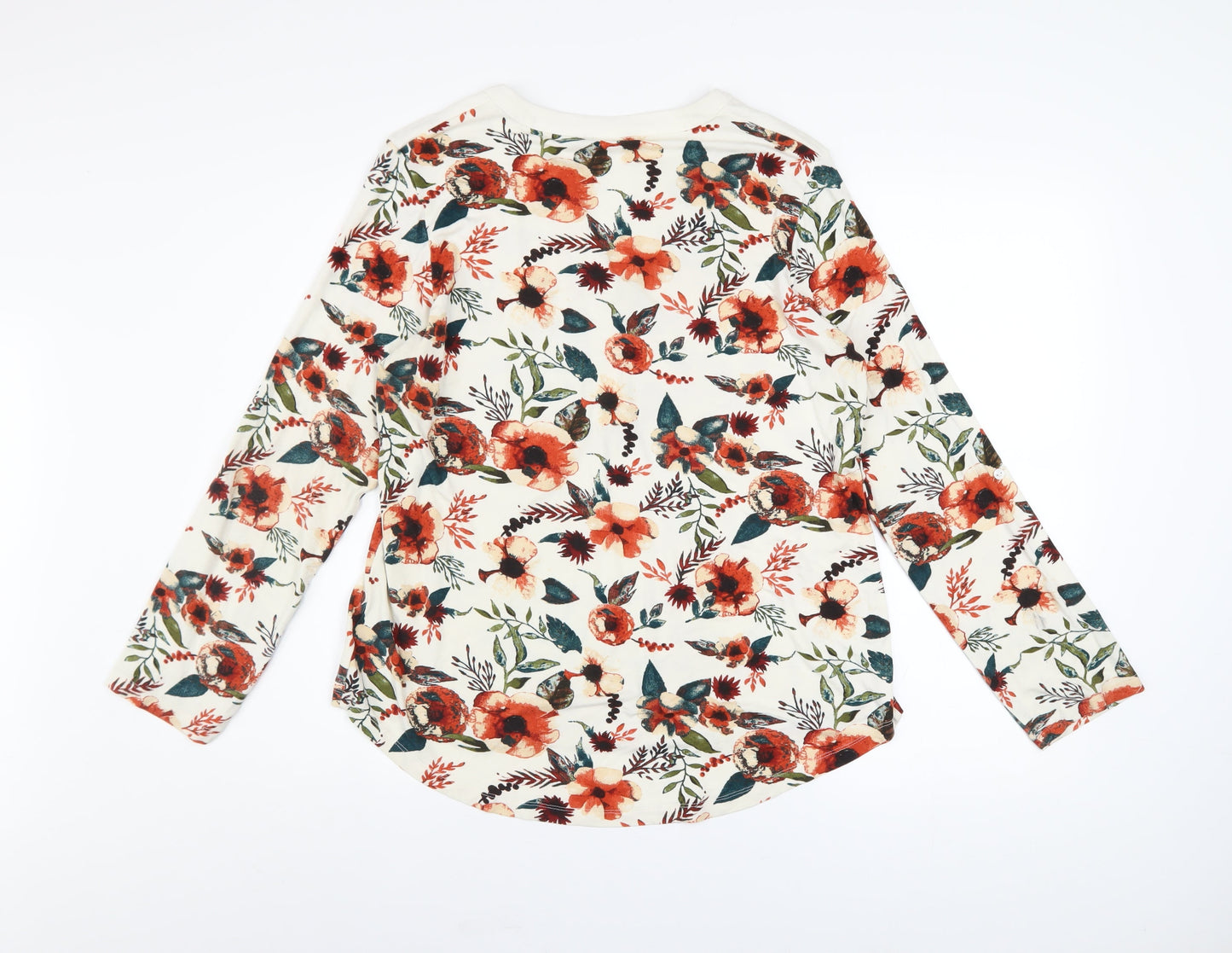 Damart Womens Floral Long Sleeve V-Neck Jersey Blouse Size 14