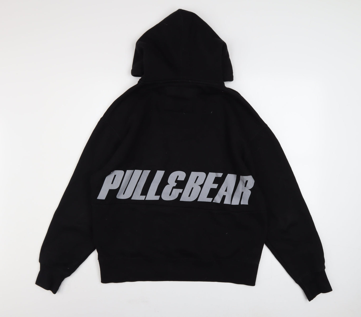 Pull&Bear Men's Black Graphic Logo Pullover Hoodie XS