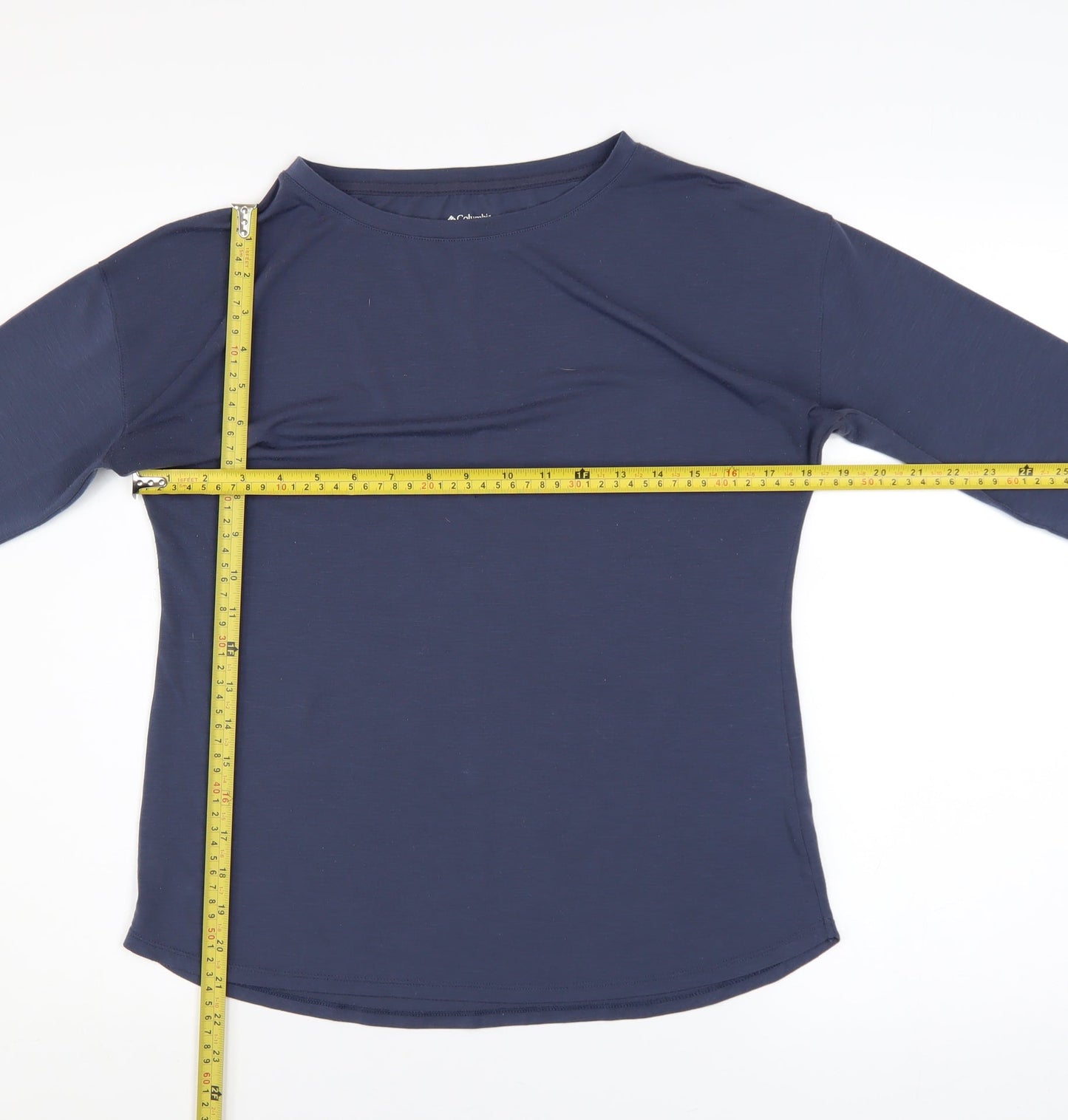 Columbia Women Navy Long Sleeve Basic T-Shirt Size S Polyester Blend