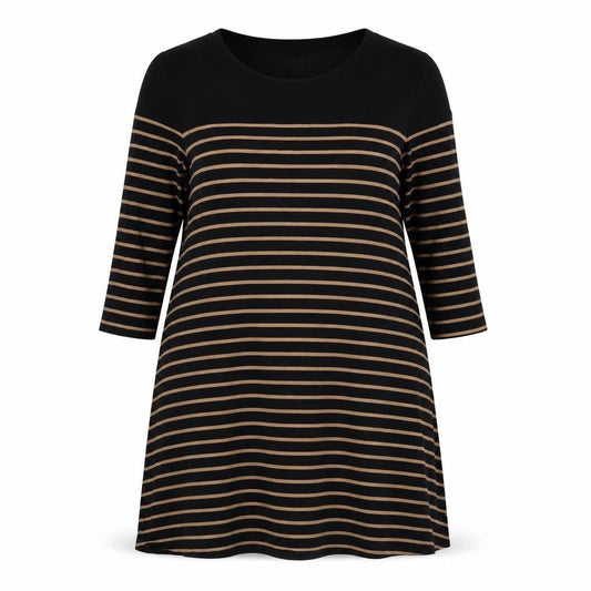 Marks & Spencer Women Black Striped A-Line Jersey Dress Size 16