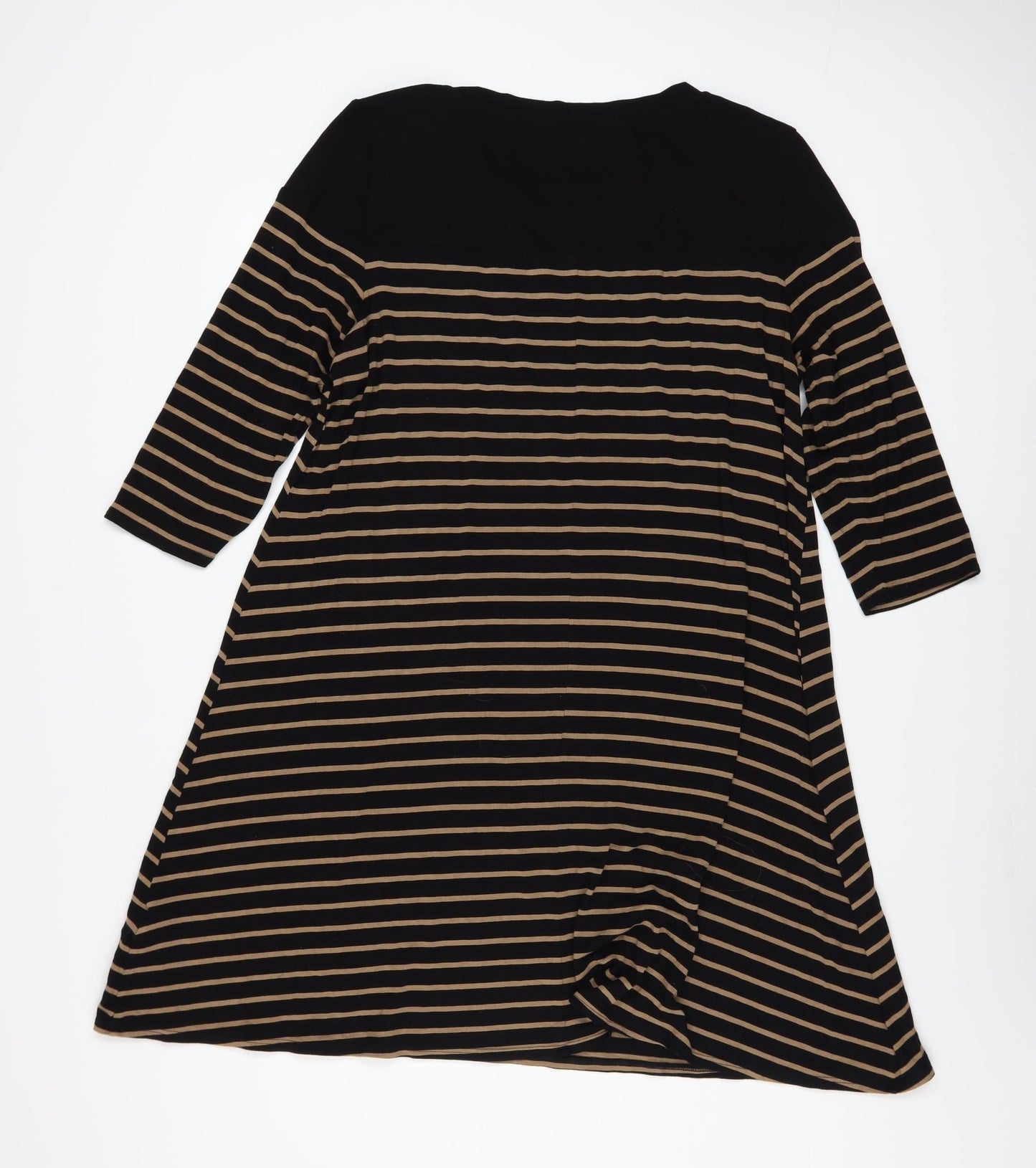 Marks and Spencer Women Black Striped A-Line Jersey Dress Size 16