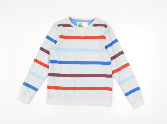 Boden Boys Grey Striped Pullover Sweatshirt 11-12 Years Long Sleeve