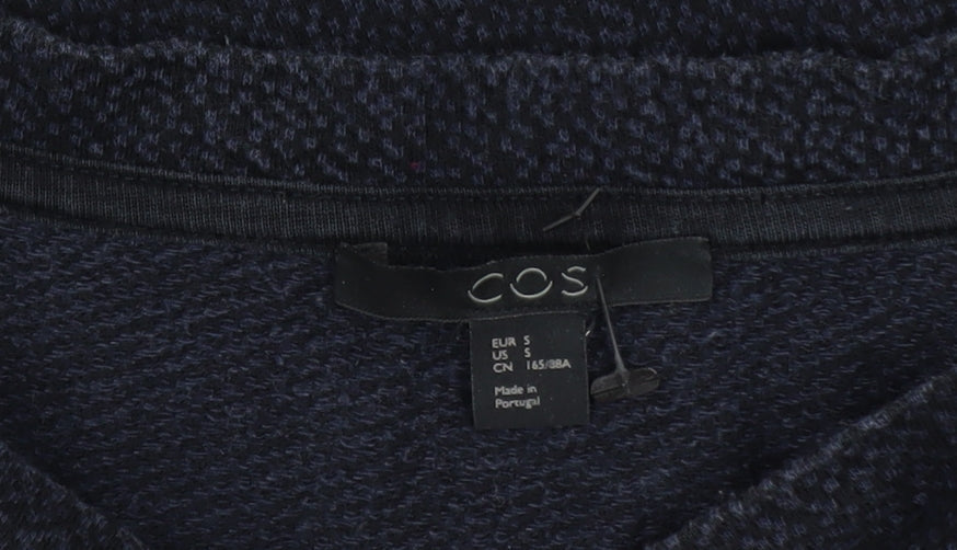 COS Women Black Cotton Shift Dress Size S 3/4 Sleeve Knee Length