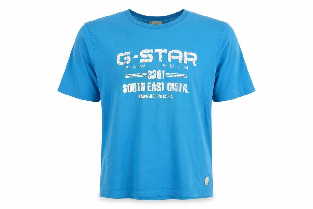 G-Star RAW Men Blue Graphic Print Cotton Short Sleeve T-Shirt XL