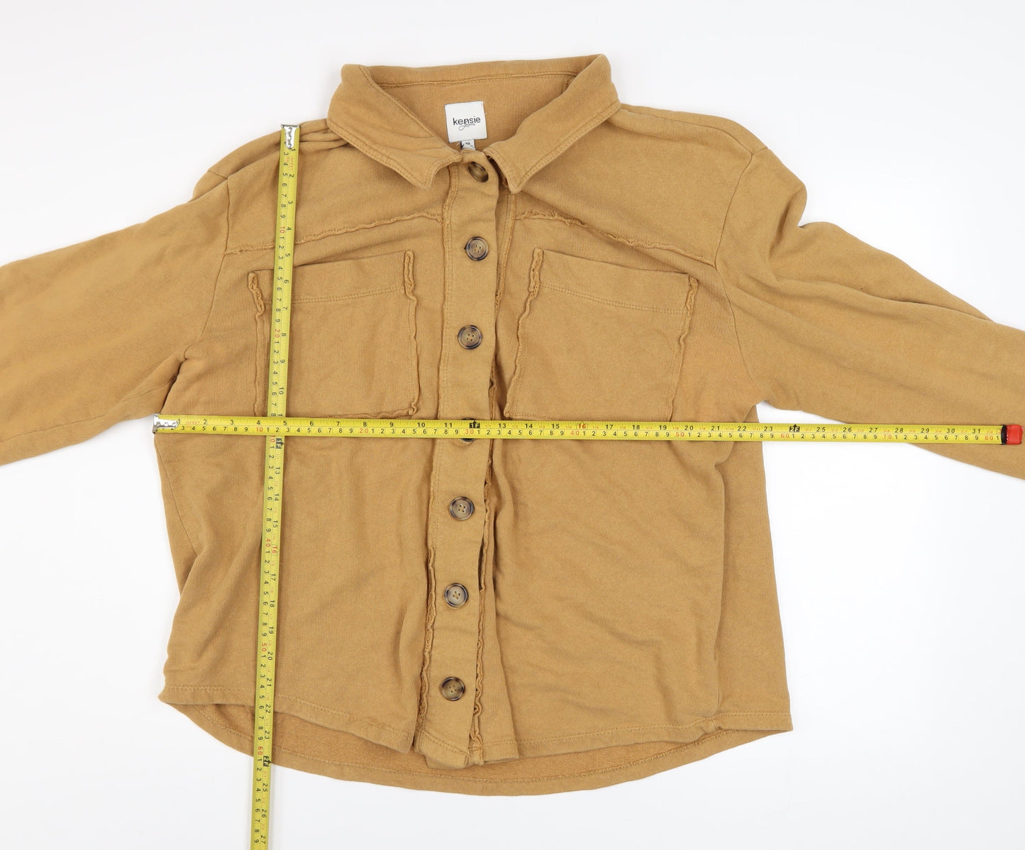 Kensie Jeans Women’s Brown Cotton Button Up Basic Jacket XL