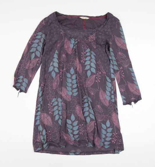 White Stuff Women’s Purple Floral Shift Dress Size 10 3/4 Sleeve