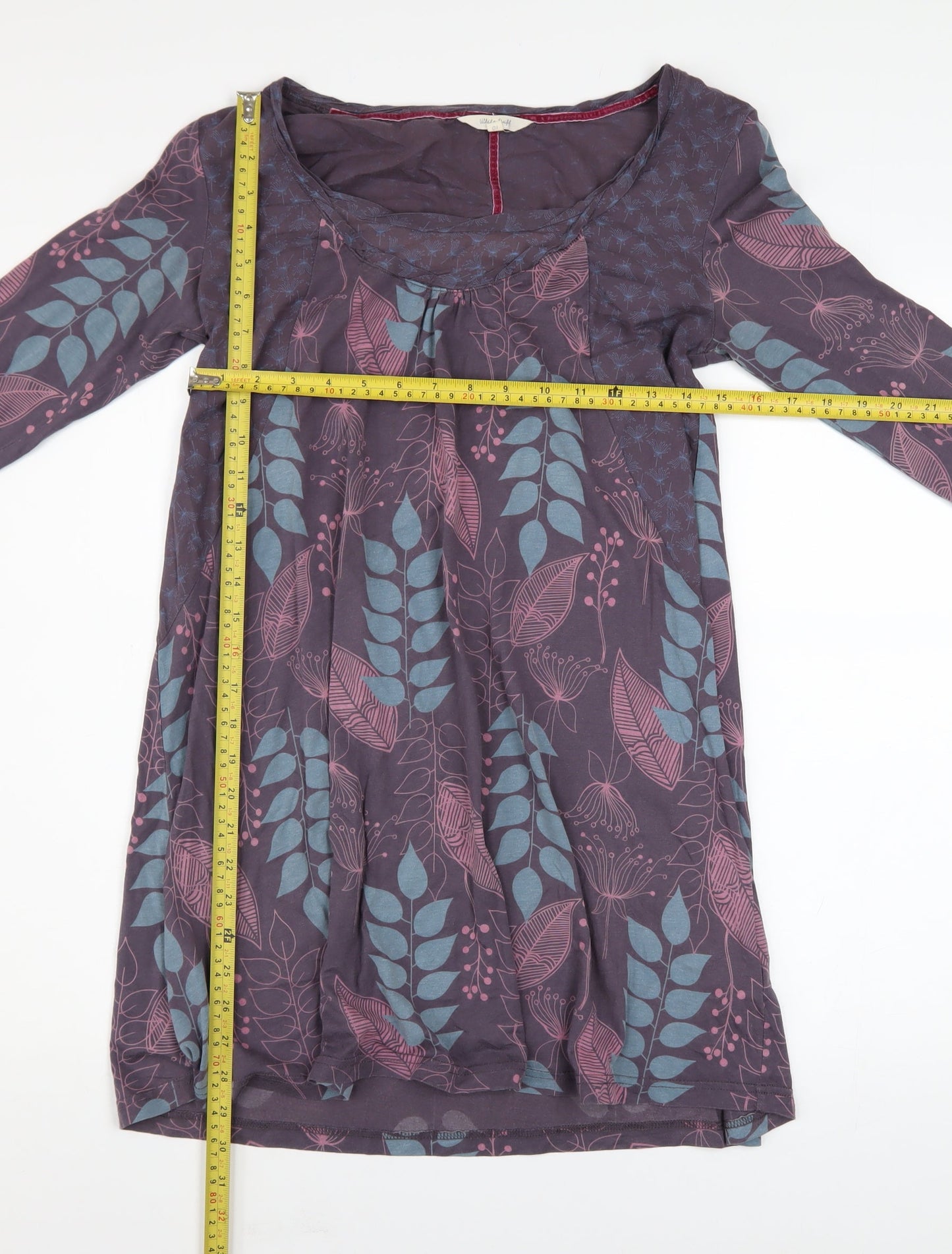 White Stuff Women’s Purple Floral Shift Dress Size 10 3/4 Sleeve