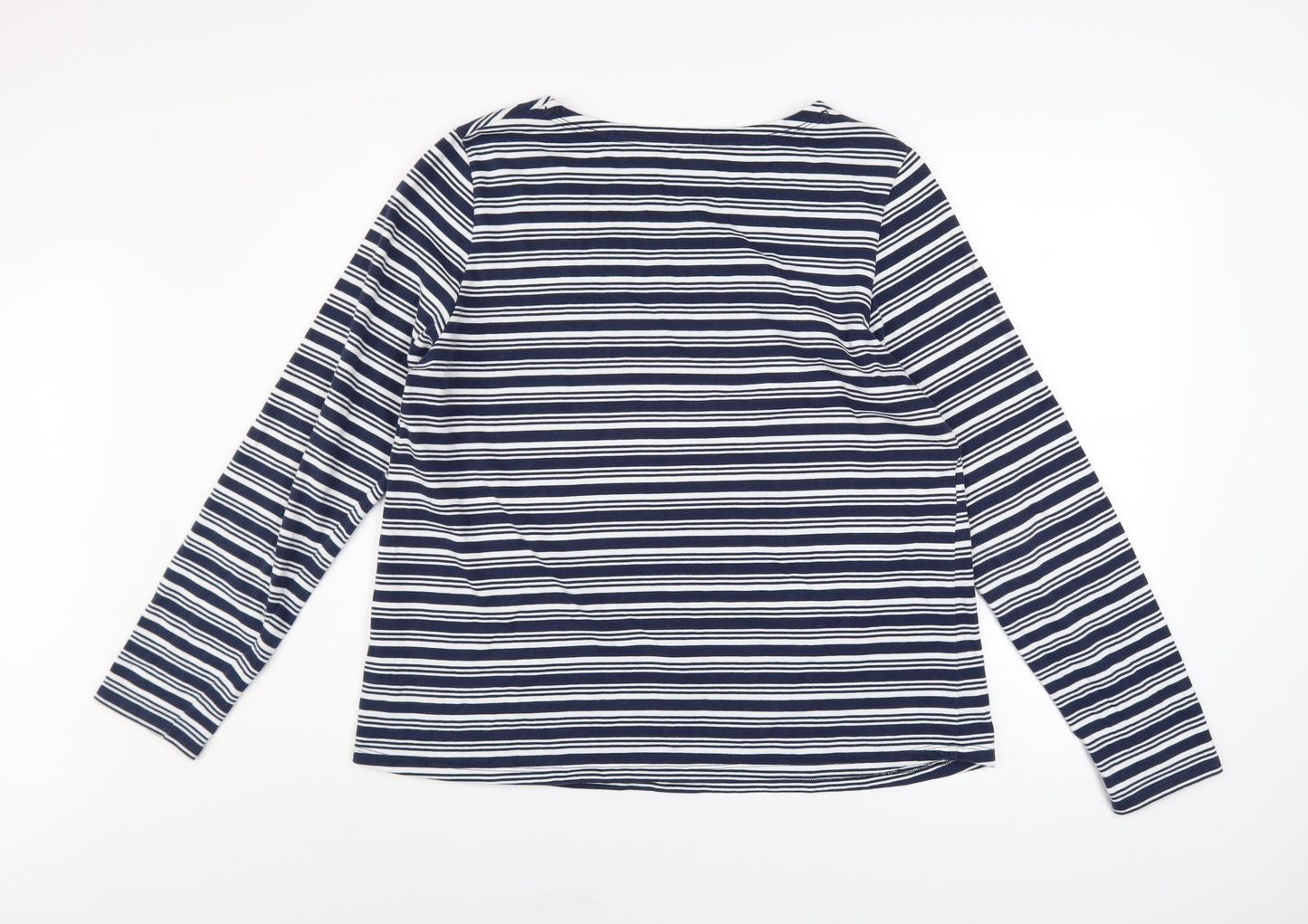 Plum Tree Womens Blue Striped Long Sleeve Cotton T-Shirt UK 14