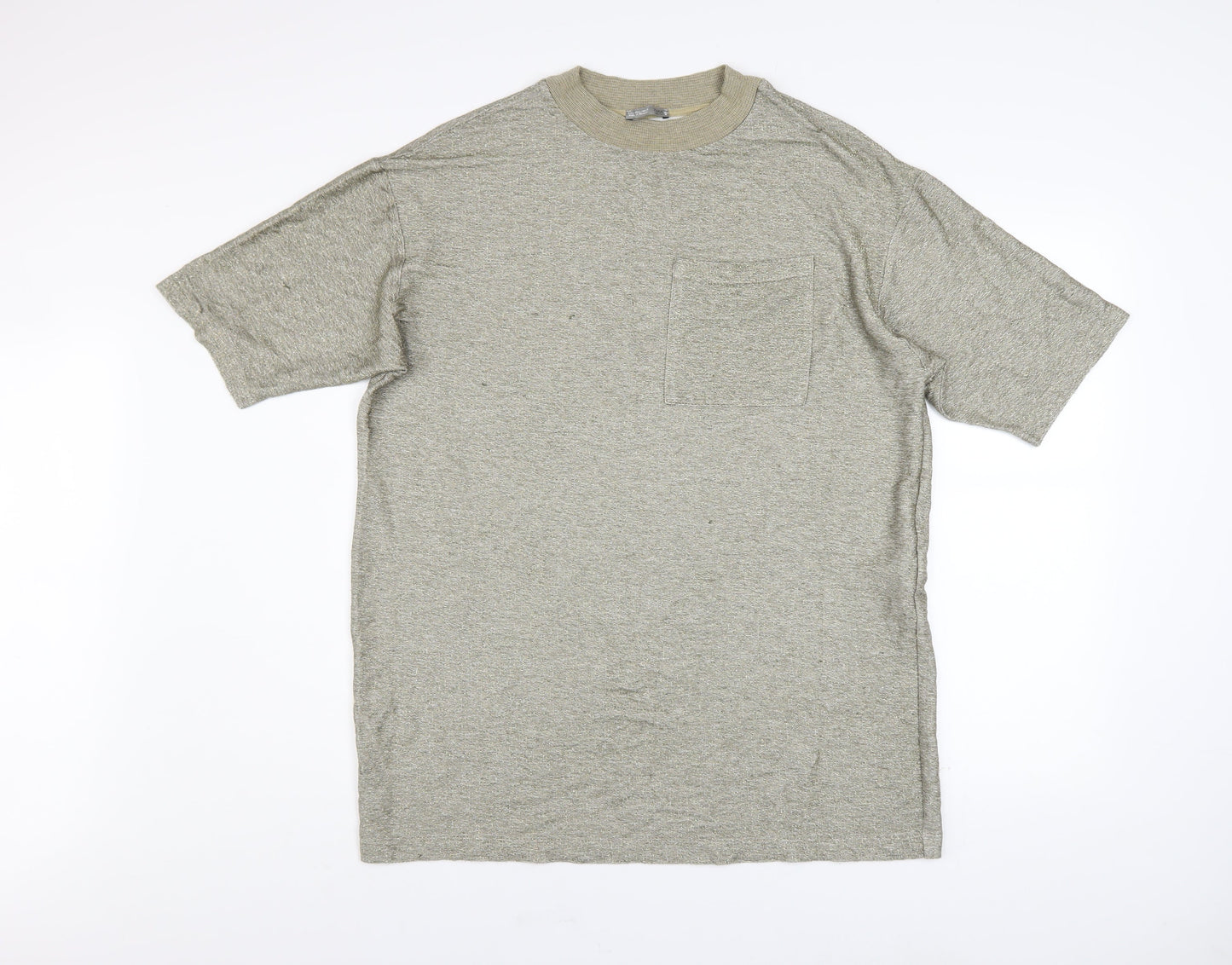 Zara Women Beige Knit Viscose Short Sleeve Crew Neck T-Shirt Size 12