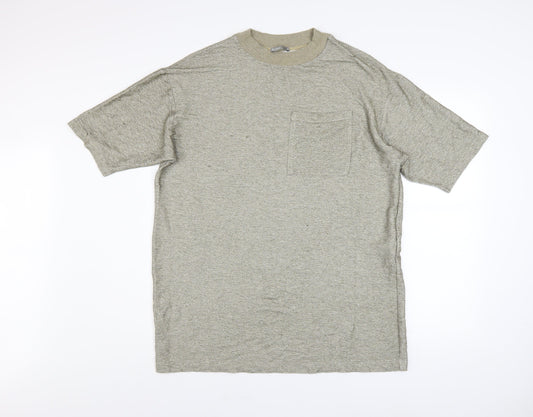 Zara Women Beige Knit Viscose Short Sleeve Crew Neck T-Shirt Size 12