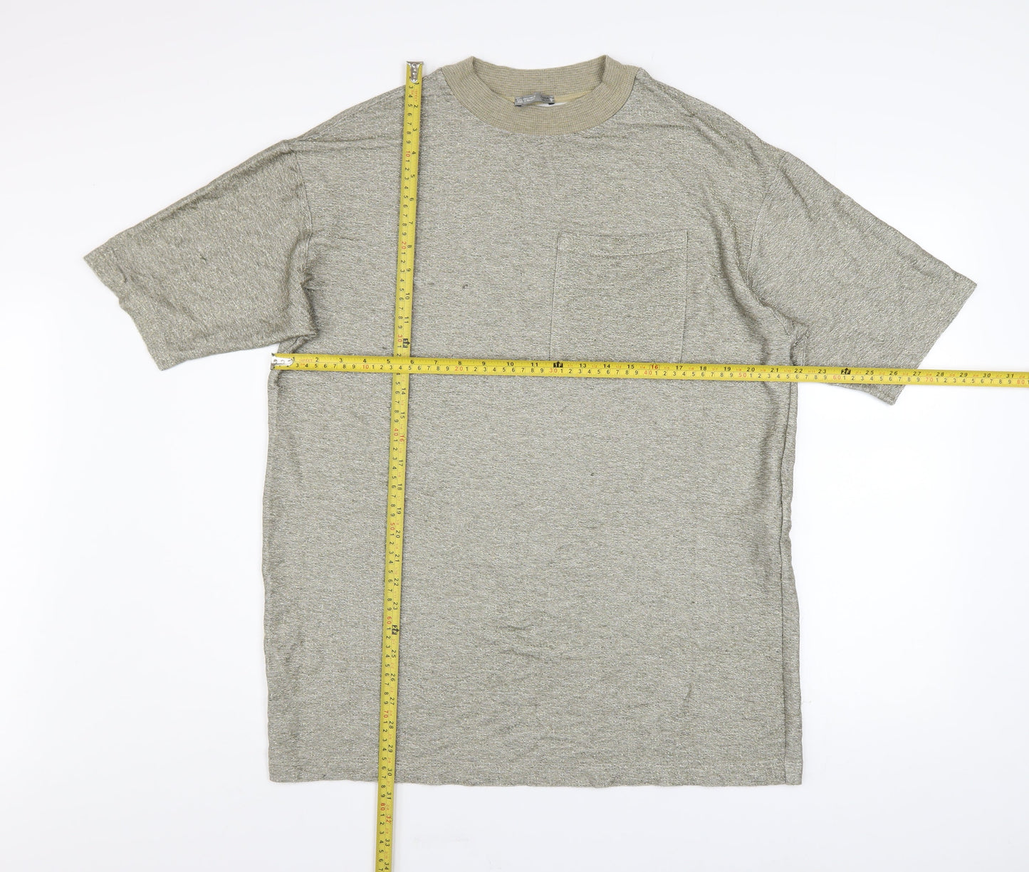 Zara Women Beige Knit Viscose Short Sleeve Crew Neck T-Shirt Size 12