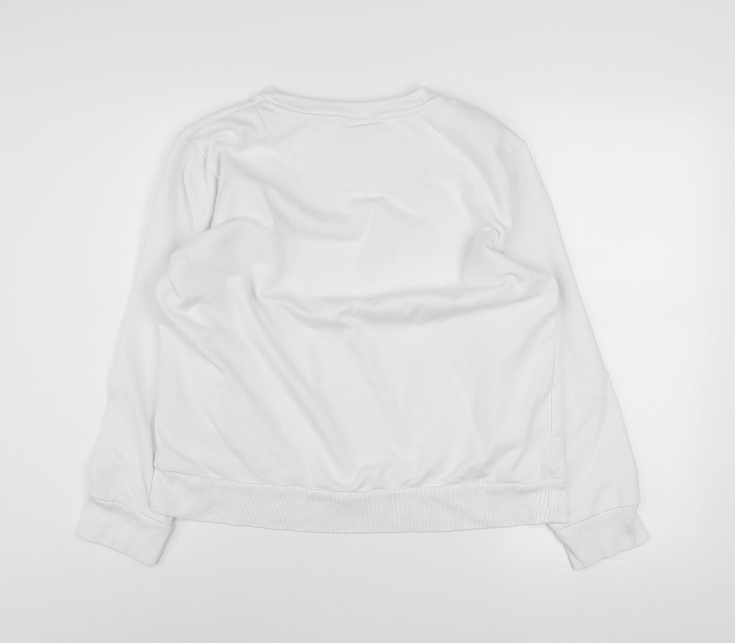 DKNY Women White Cotton Blend Logo Sweatshirt Size M