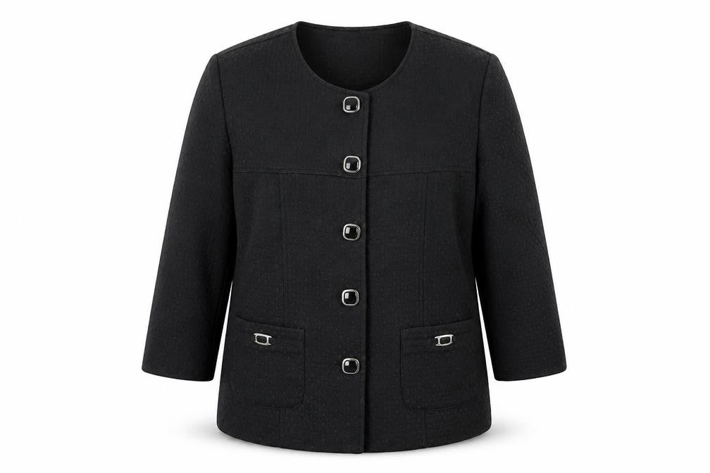 Afibel Women Black Size 16 Textured Four-Button Blazer Jacket