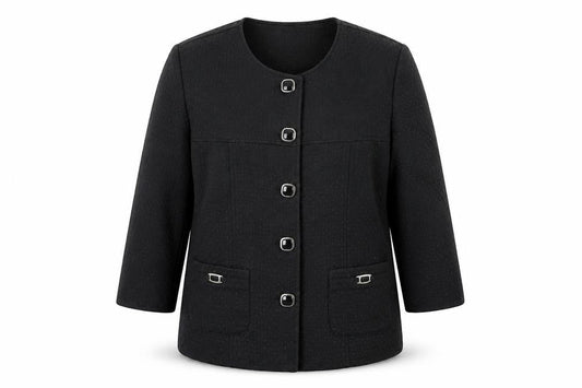 Afibel Women Black Size 16 Textured Four-Button Blazer Jacket