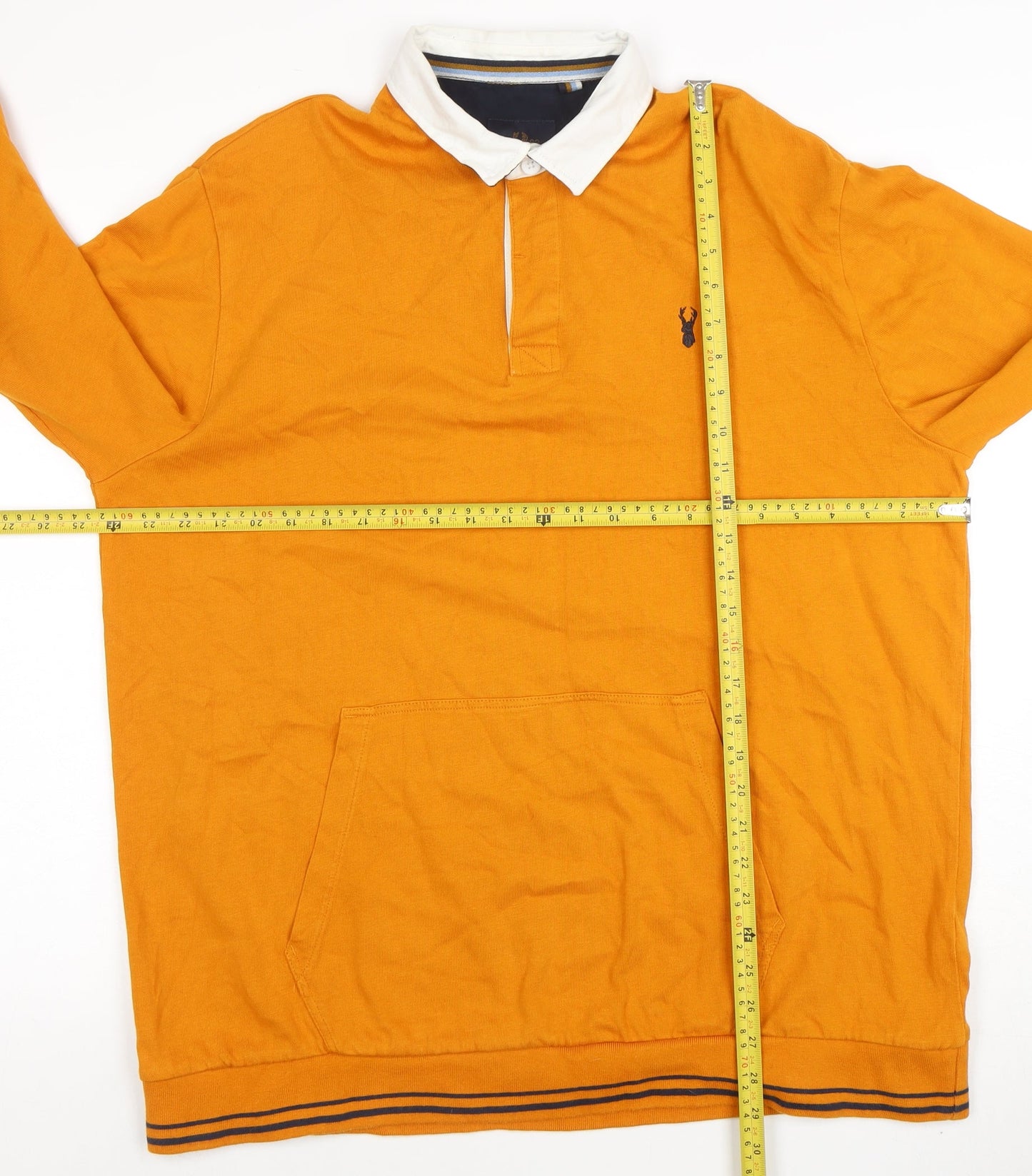 Next Men's Orange XL Long Sleeve Cotton Polo Shirt