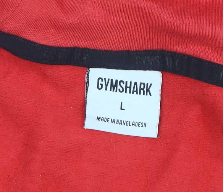Gymshark Men’s Red Full Zip Hoodie Size L Lightweight Sportswear