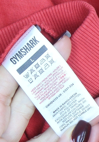 Gymshark Men’s Red Full Zip Hoodie Size L Lightweight Sportswear
