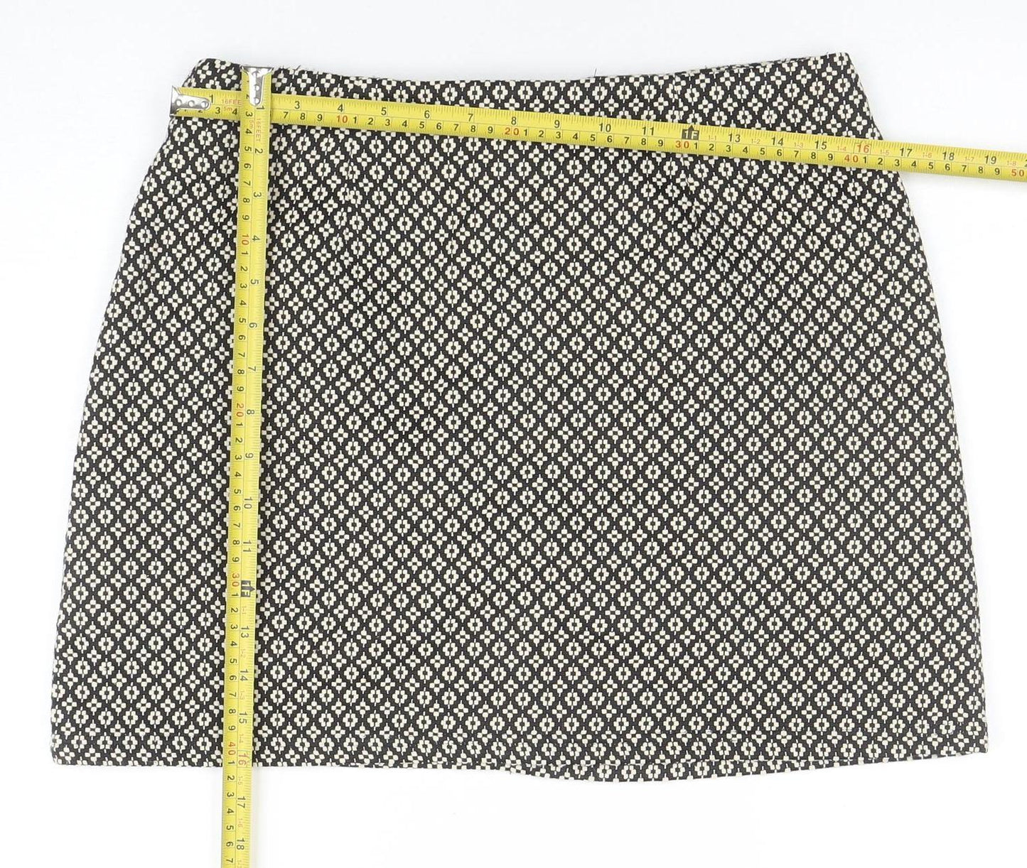 Avenue Women Black Geometric Tweed Short Skirt Size 12