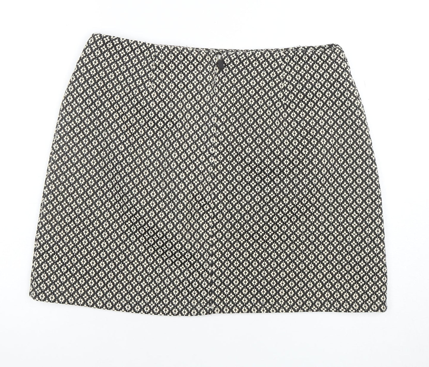 Avenue Women Black Geometric Tweed Short Skirt Size 12