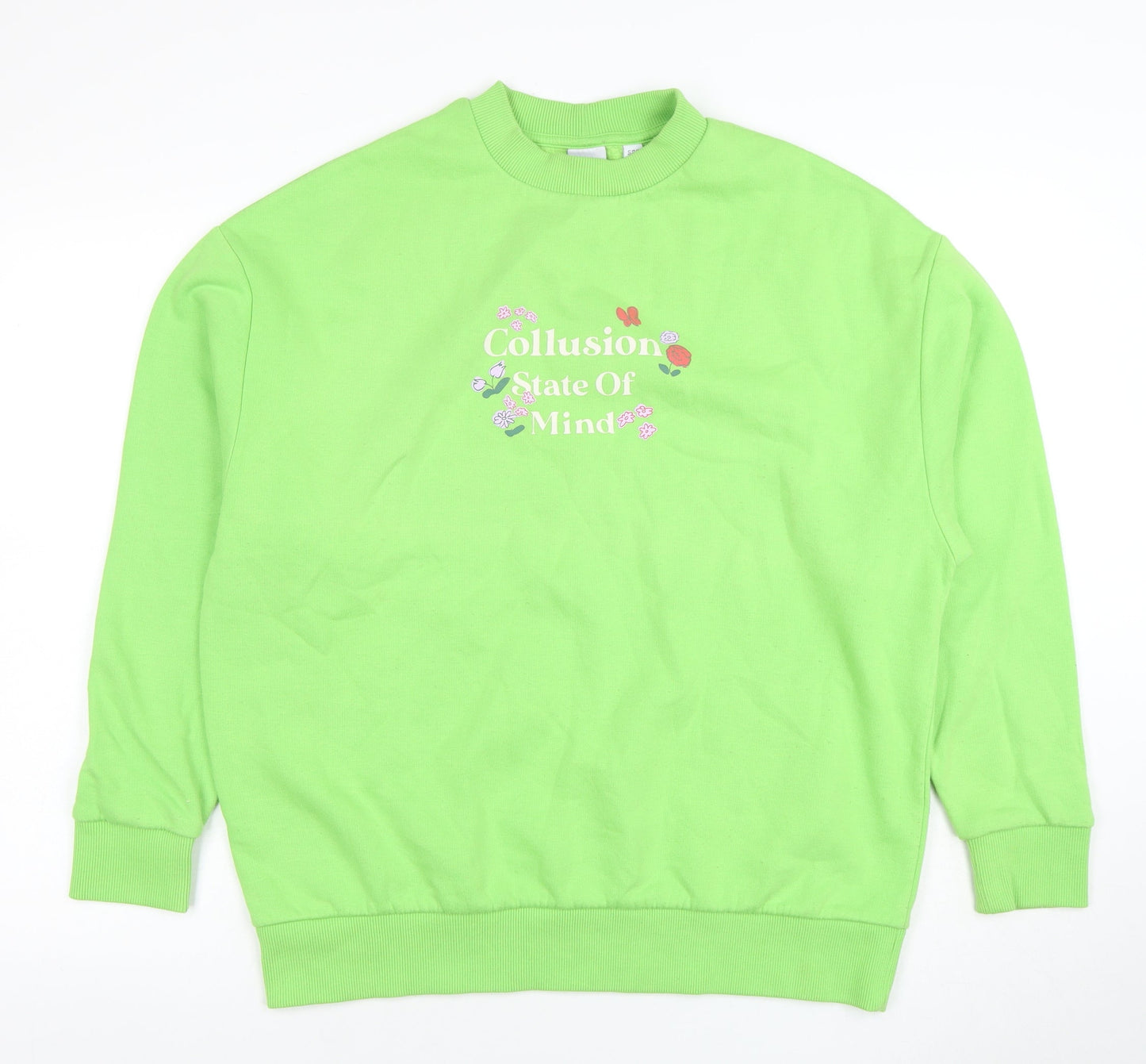 Collusion Womens Green Crew Neck Pullover Sweatshirt Size 6