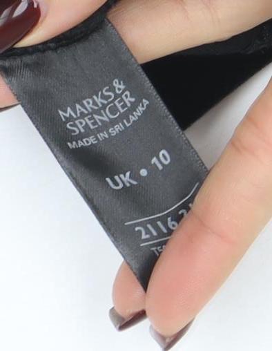 Marks & Spencer Women’s Black Velvet Long Sleeve Boat Neck Blouse UK 10