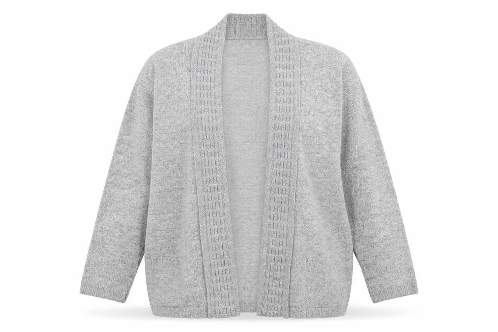 ENVY US Women’s Grey Knit Long Sleeve Open Cardigan 2XL