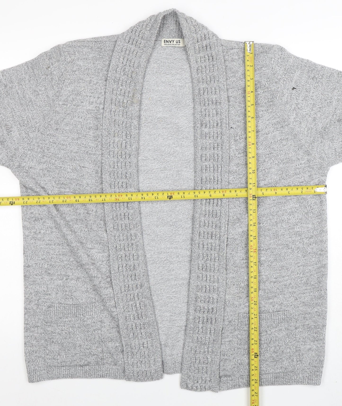 ENVY US Women’s Grey Knit Long Sleeve Open Cardigan 2XL