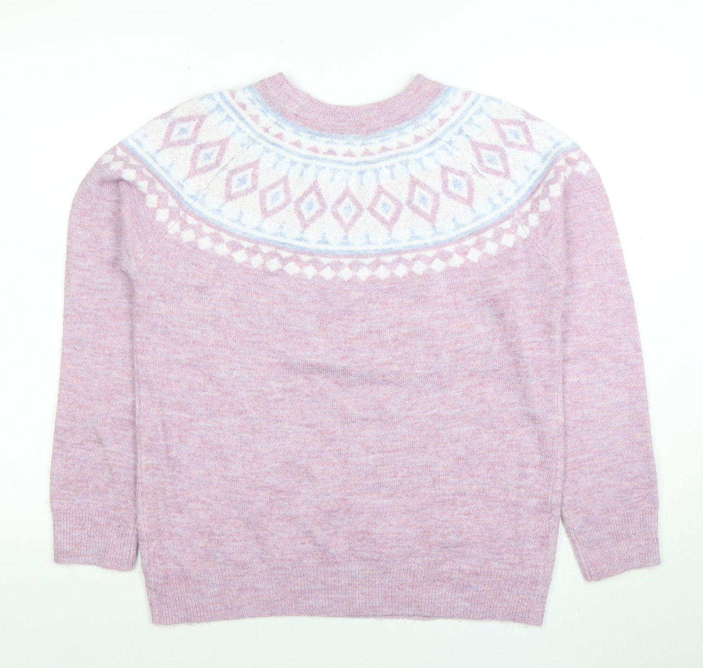 Bonmarché Womens Pink Fair Isle Knit Jumper Size 12