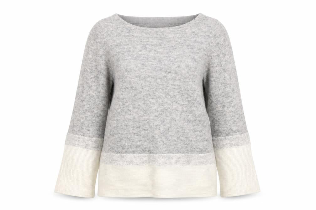 Mint Velvet Womens Grey Wool Blend Bell Sleeve Jumper Size 10
