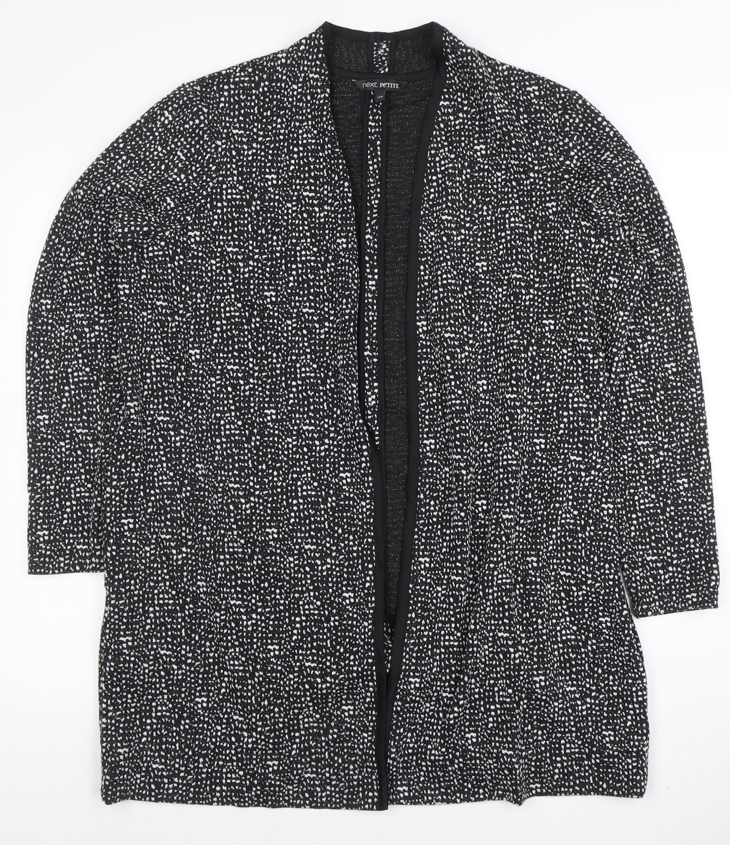 Next Petite Women's Black Geometric Open Long Sleeve Cardigan Size 18