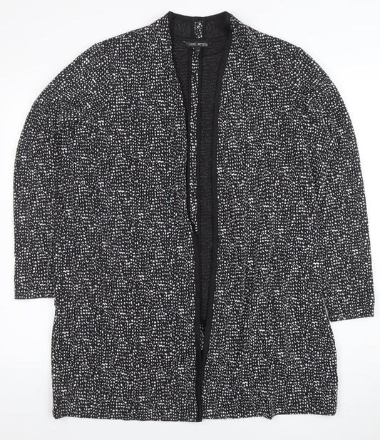 Next Petite Women's Black Geometric Open Long Sleeve Cardigan Size 18