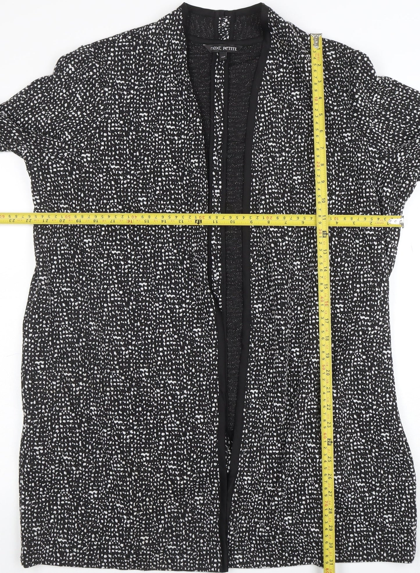 Next Petite Women's Black Geometric Open Long Sleeve Cardigan Size 18