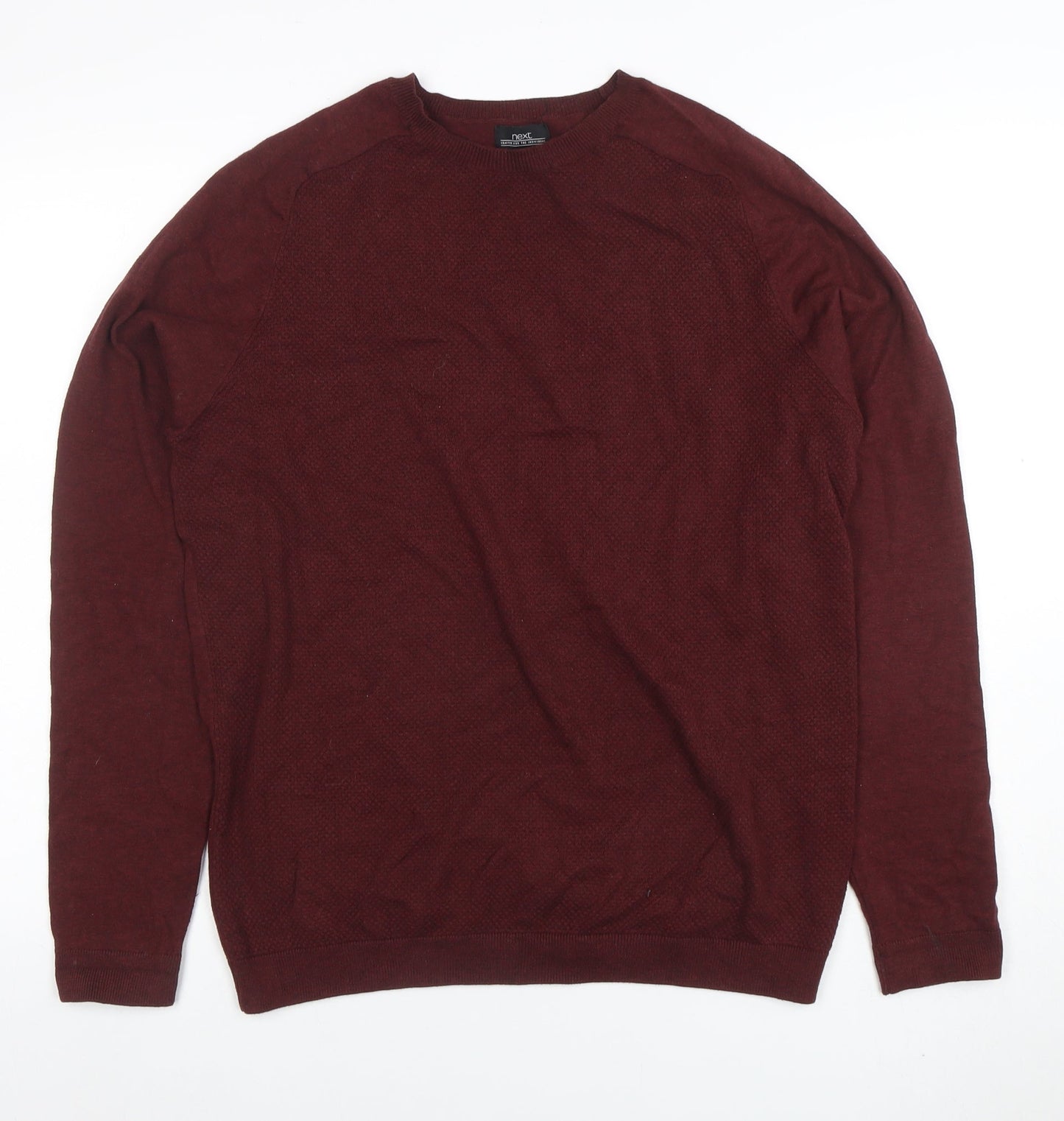 Next Men's Red Cotton Crew Neck Jumper Size M Regular Fit
