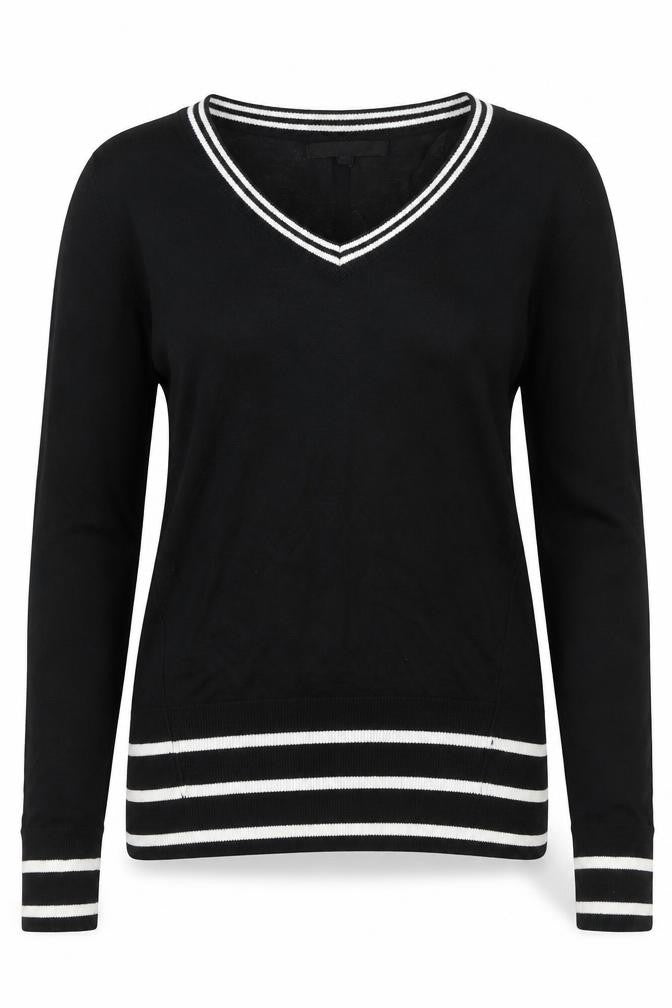 Next Womens Black V-Neck Long Sleeve Knit Top Size 8