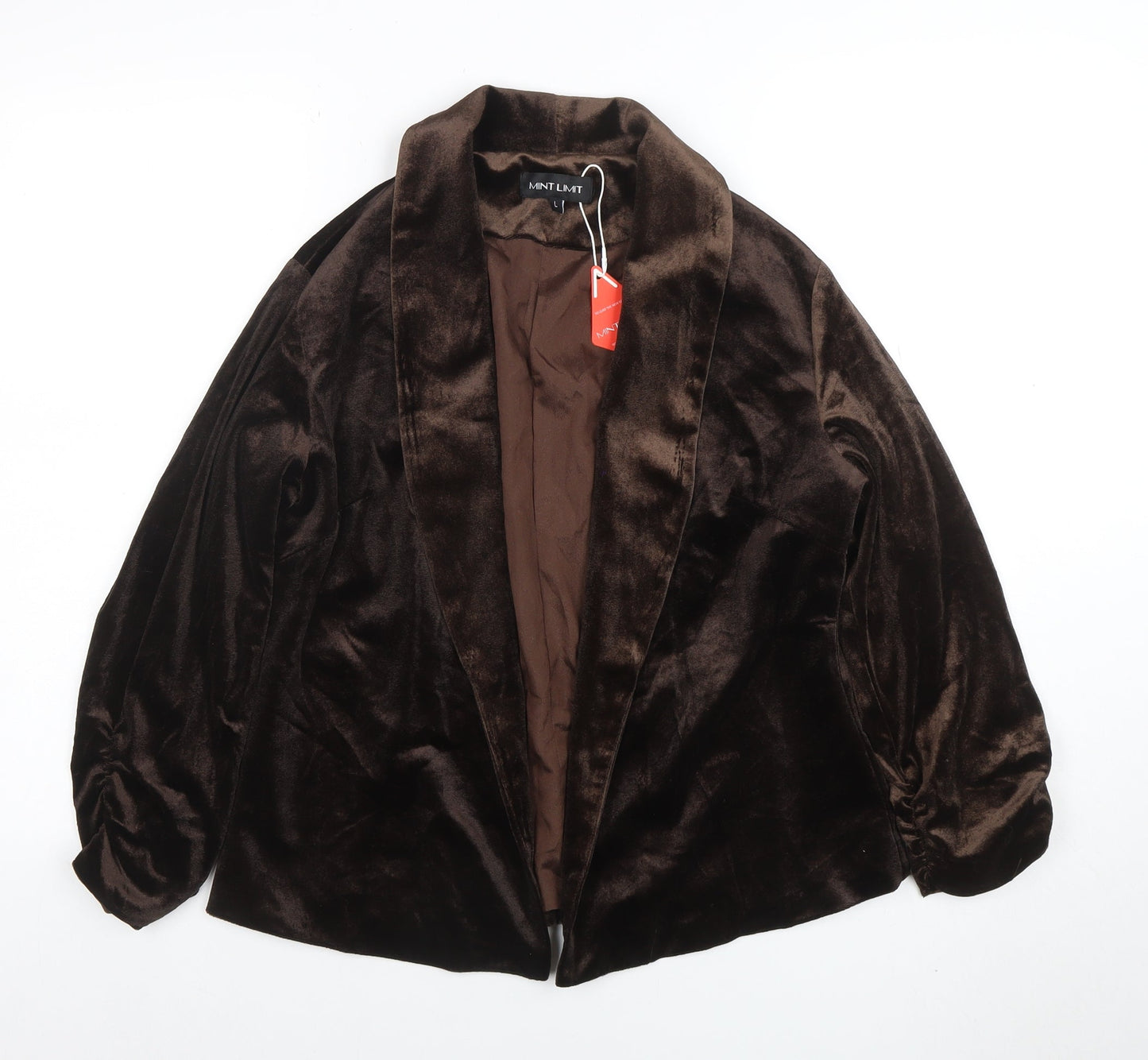 Mint Limit Women’s Brown Velvet Open Front Blazer Size L