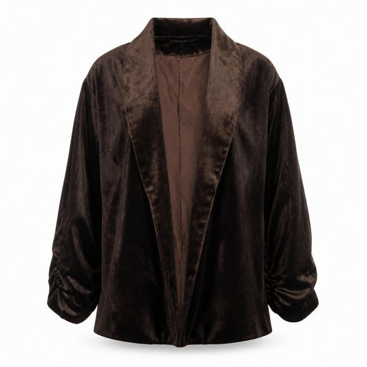 Mint Limit Women’s Brown Velvet Open Front Blazer Size L