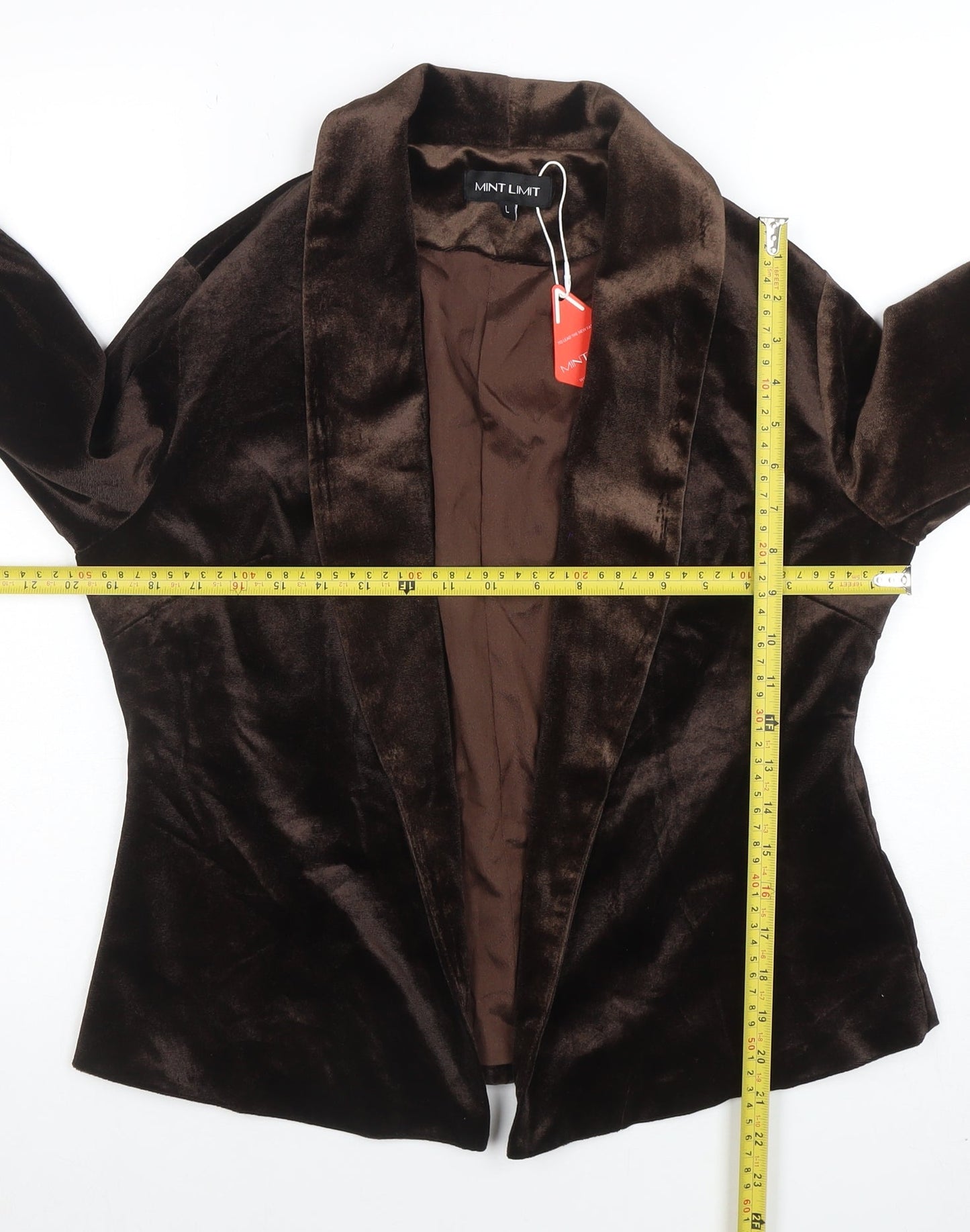 Mint Limit Women’s Brown Velvet Open Front Blazer Size L
