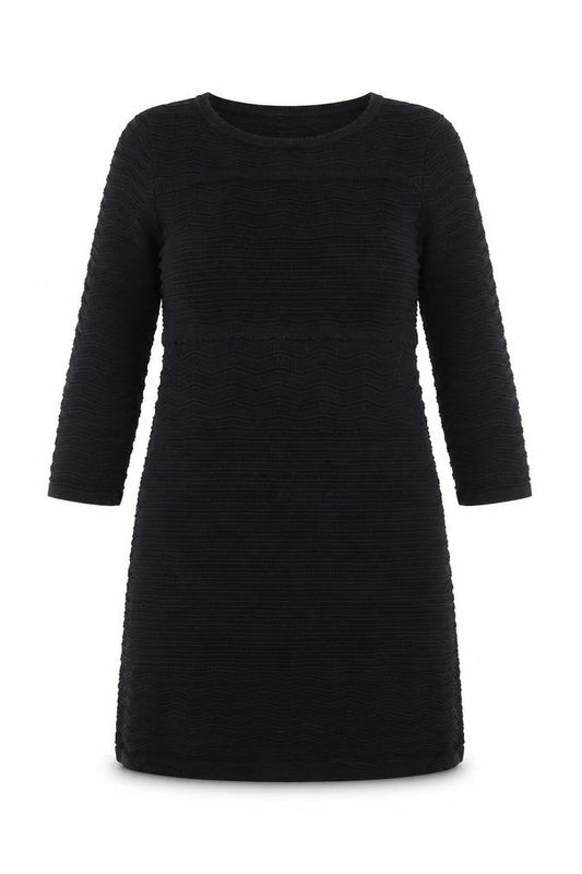 Monsoon Women Black Size 12 Knit Shift Dress 3/4 Sleeve