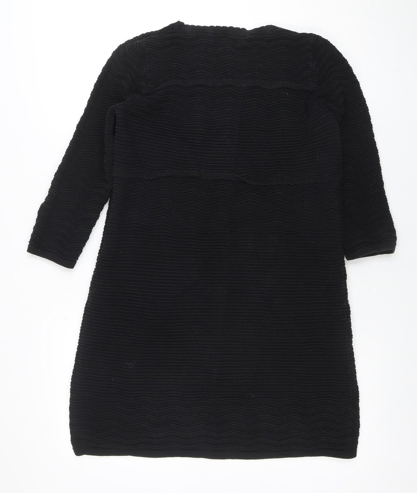 Monsoon Women Black Size 12 Knit Shift Dress 3/4 Sleeve