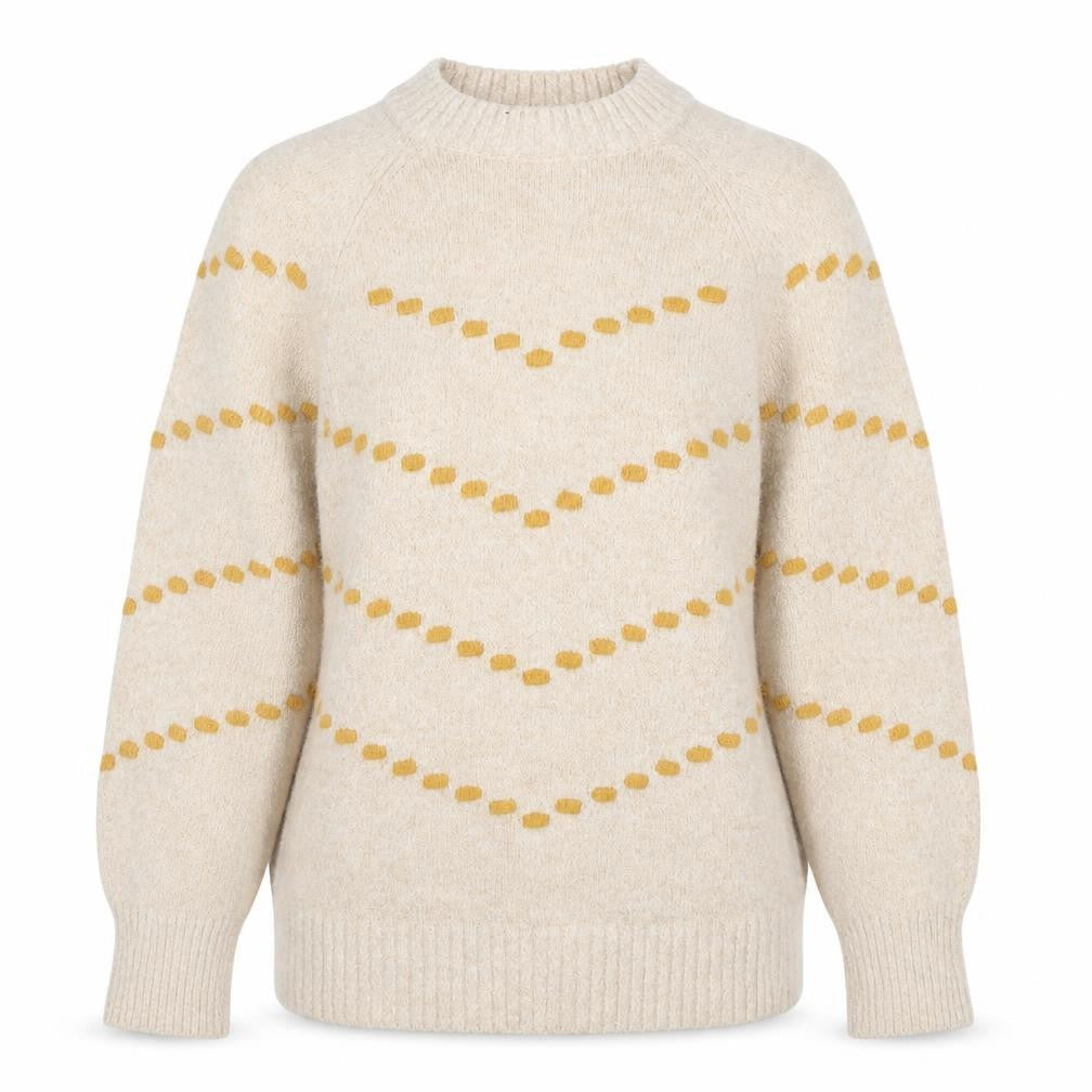 Klass Womens Beige Geometric Knit Pullover Jumper M