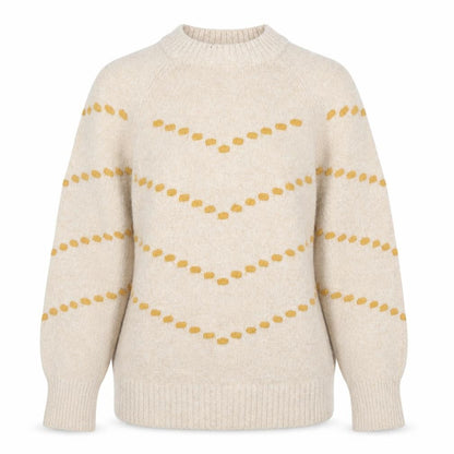 Klass Womens Beige Geometric Knit Pullover Jumper M