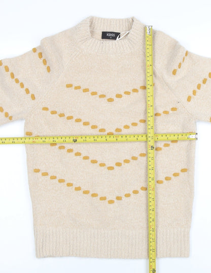 Klass Womens Beige Geometric Knit Pullover Jumper M