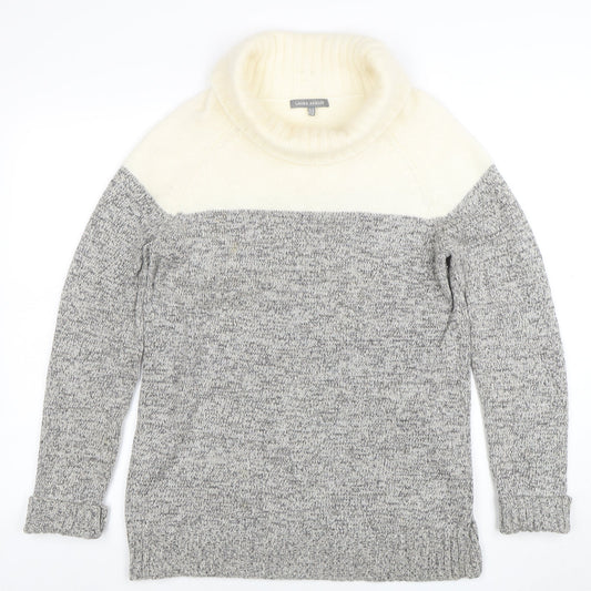 Laura Ashley Women Grey Roll Neck Angora Blend Jumper Size 14