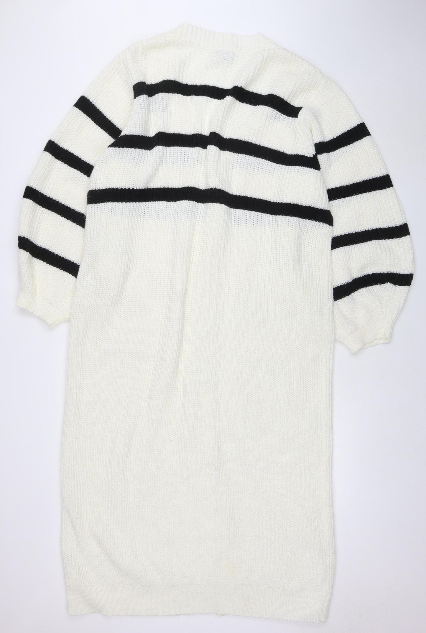 In The Style Women’s White Striped Jumper Dress Size 18 Long Sleeve Knit